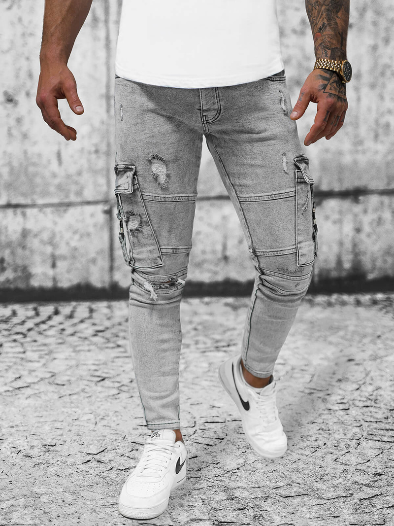 Spodnie jeansowe męskie szare OZONEE O/B5721Z