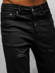 Spodnie jeansowe joggery męskie czarne OZONEE DP/771Z