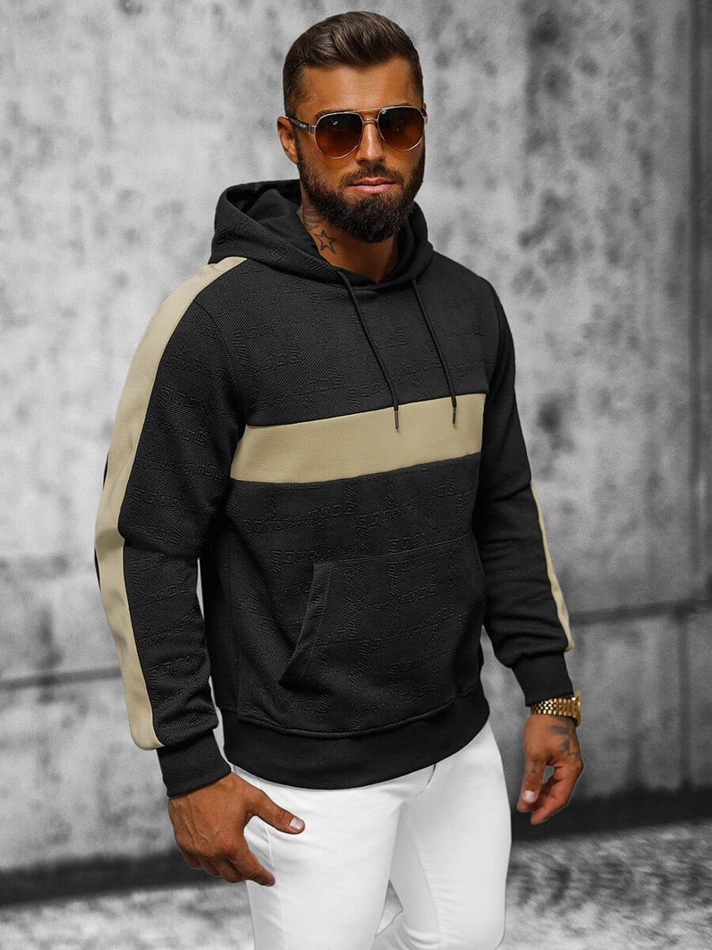 Bluza z kapturem męska czarna OZONEE JS/3B565
