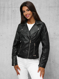 Kurtka skórzana damska ramoneska czarna OZONEE JS/11Z8037Z