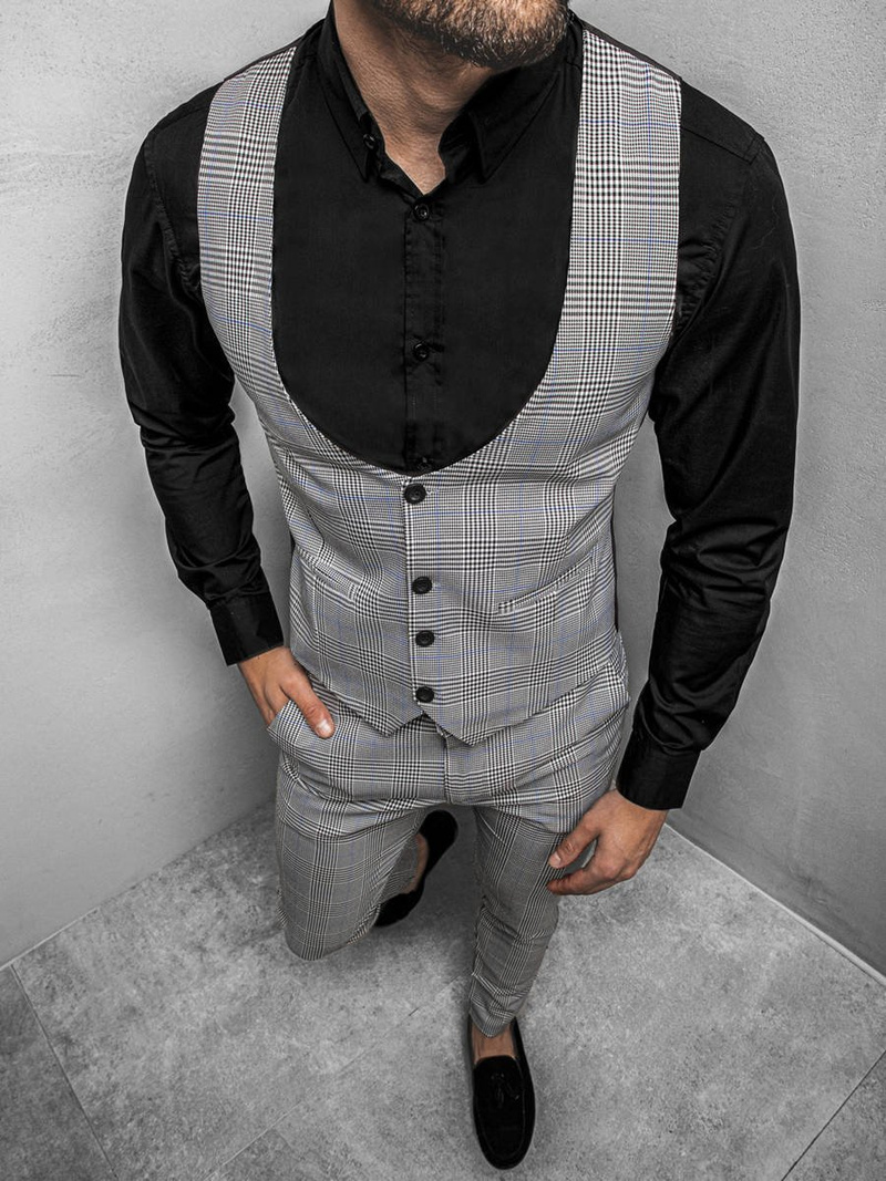 Чоловічий комплект - жилетка та штани чінос Сiрий OZONEE DJ/5552