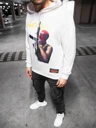 Bluza z kapturem męska oversize biała OZONEE PE/TA8403