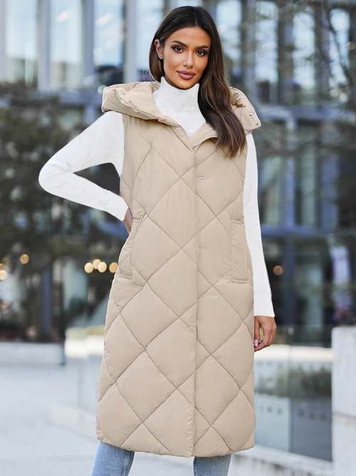 Стьобаний жіночий жилет Бежева OZONEE JS/5M3152/62