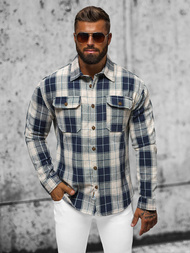 Koszula flanelowa męska ciemno-granatowa OZONEE NB/MC727BS