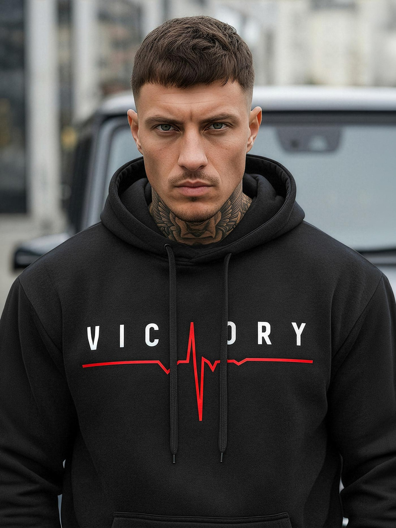 Bluza z kapturem męska czarna OZONEE JS/8B1757/3