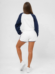 Komplet dresowy damski dwuczęściowy biało-granatowy OZONEE JS/M58631AB