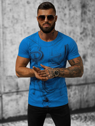 T-shirt męski niebieski OZONEE O/T132/17Z