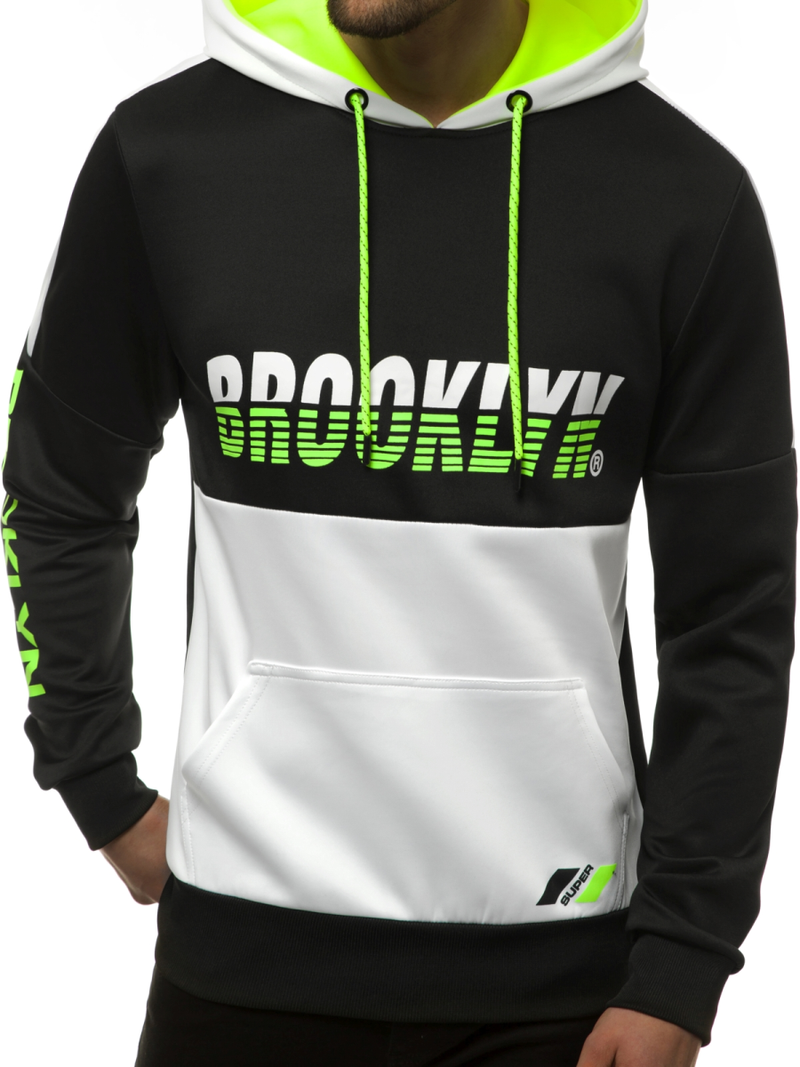 Bluza z kapturem męska czarno-biała OZONEE JS/DD20127