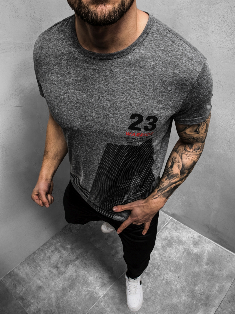 T-Shirt męski grafitowy OZONEE JS/SS10932Z
