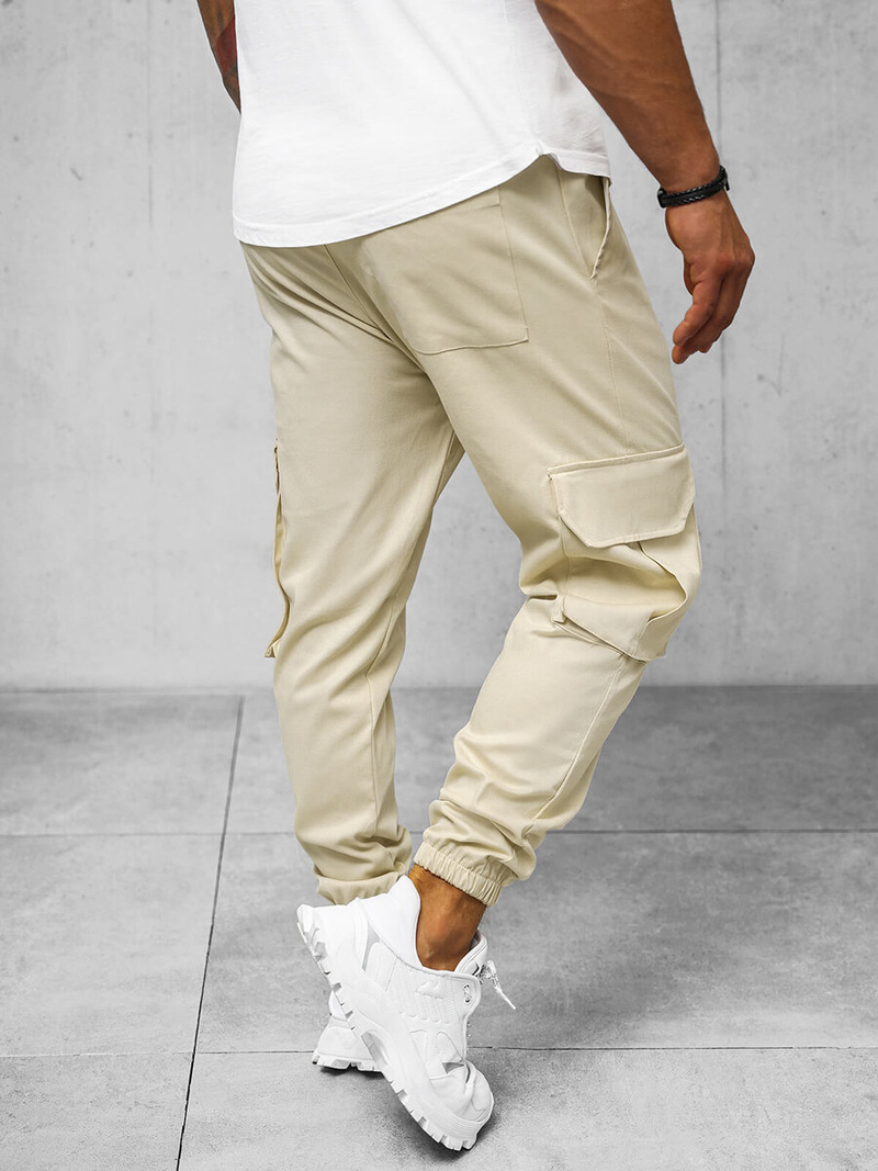 Spodnie męskie joggery beżowe OZONEE O/G3006Z