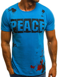 T-Shirt męski z nadrukiem niebieski OZONEE O/1172 