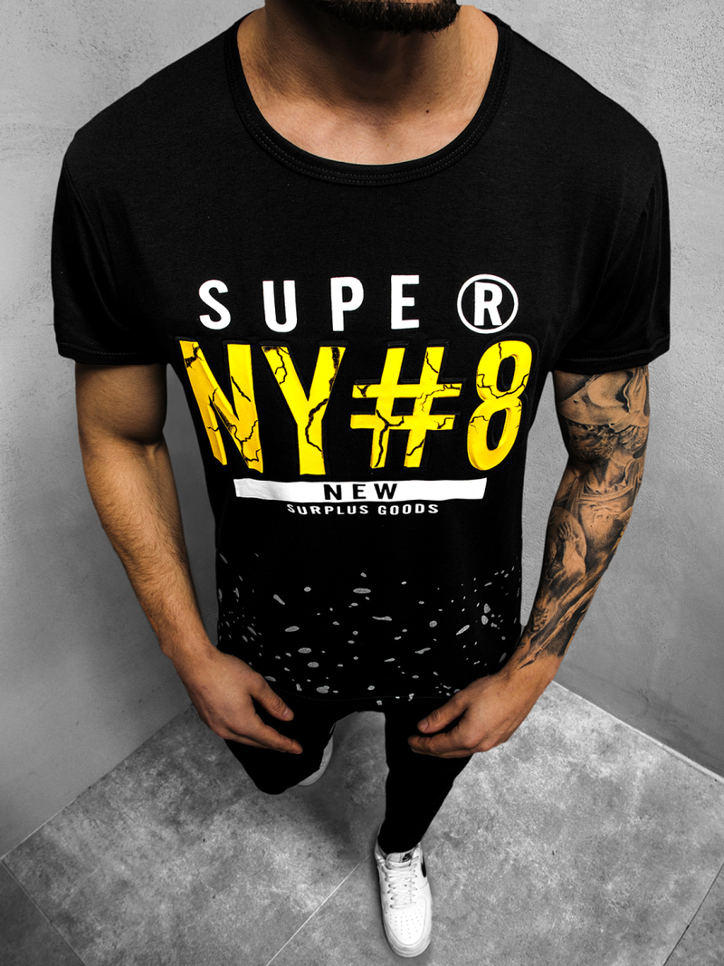 T-Shirt męski czarny OZONEE JS/KS2028Z