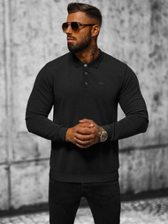 Bluza męska z kołnierzykiem czarna OZONEE O/TB2203