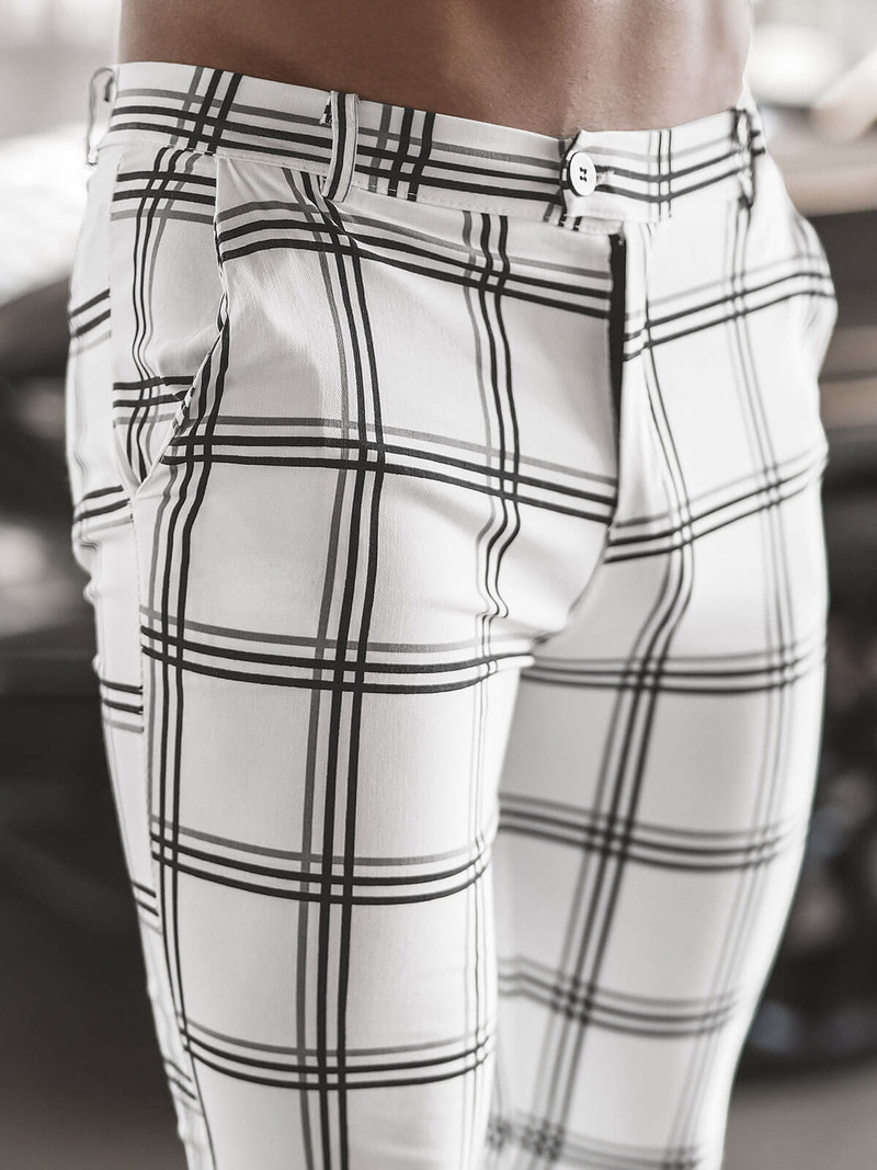 Spodnie męskie chino materiałowe białe OZONEE O/P4028Z