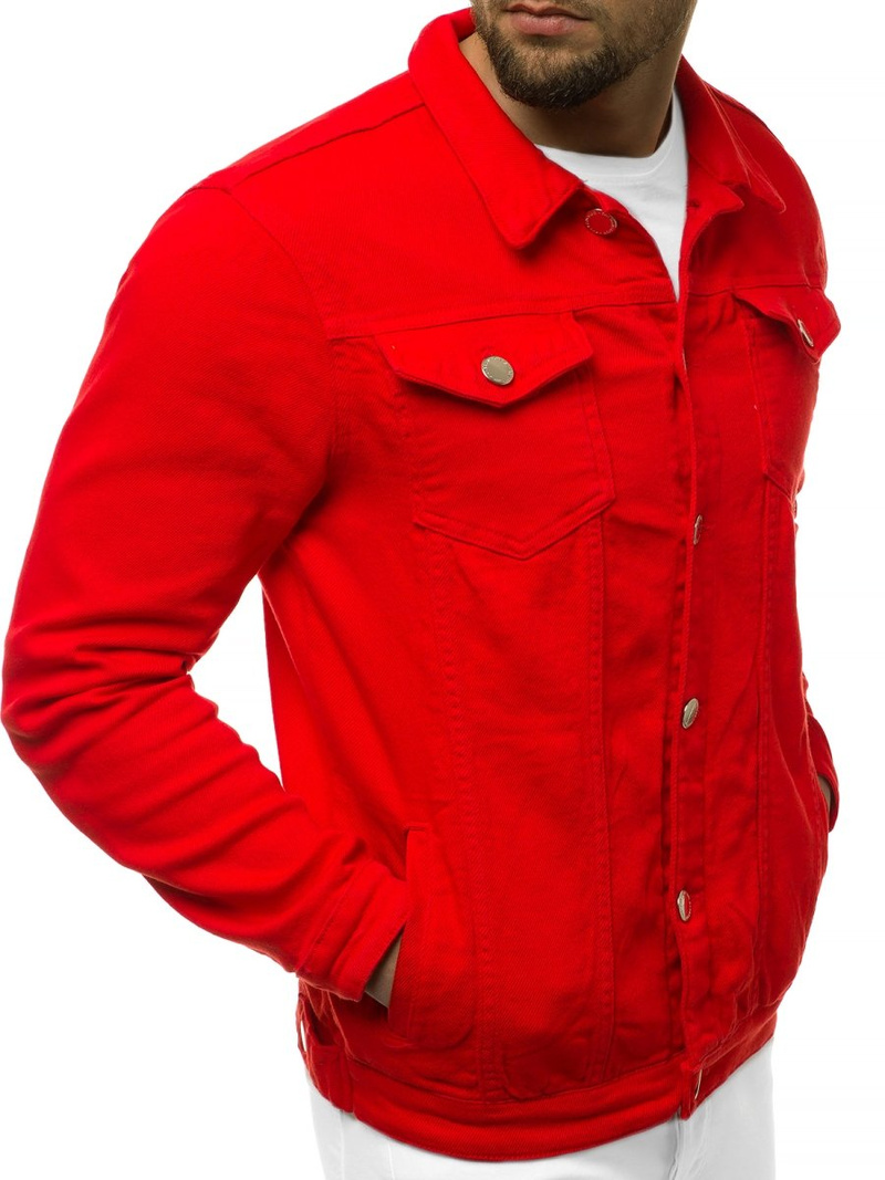 Kurtka jeans męska czerwona OZONEE G/620