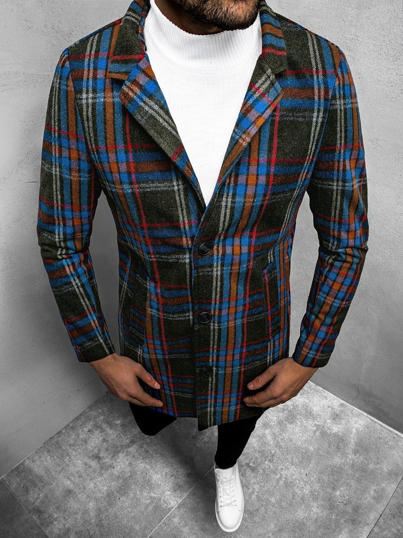 Пальто чоловіче зелено-блакитний OZONEE O/5628