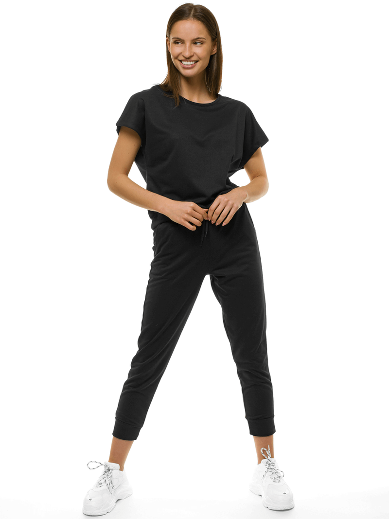 Komplet dresowy dwuczęściowy damski czarny OZONEE O/MB1001/21