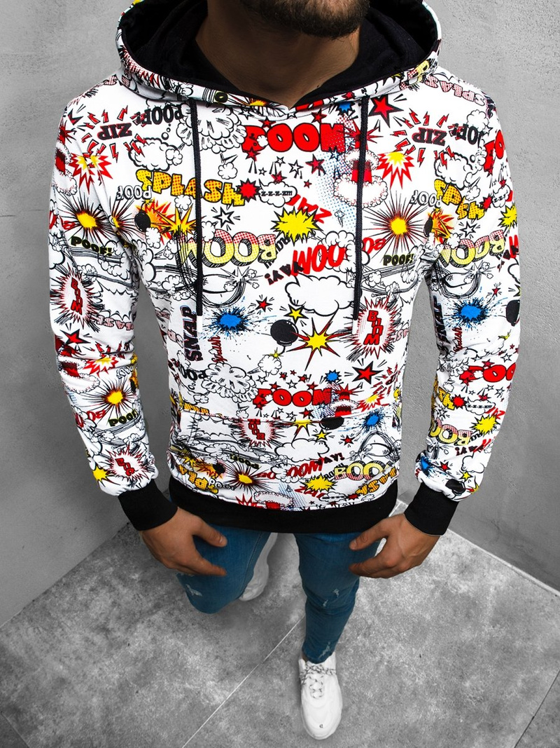 Bluza z kapturem męska biała OZONEE O/BZ1004Z