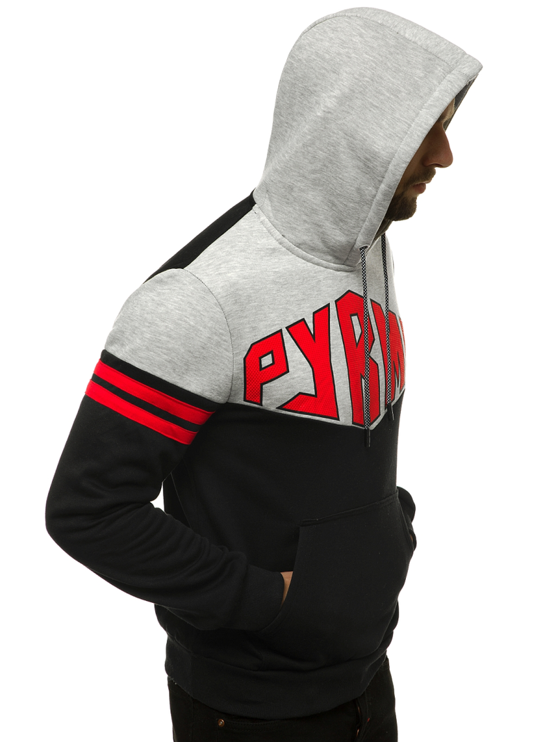 Bluza z kapturem męska szaro-czarna OZONEE JS/KS2133