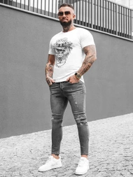 T-Shirt męski biały OZONEE O/BL2262Z