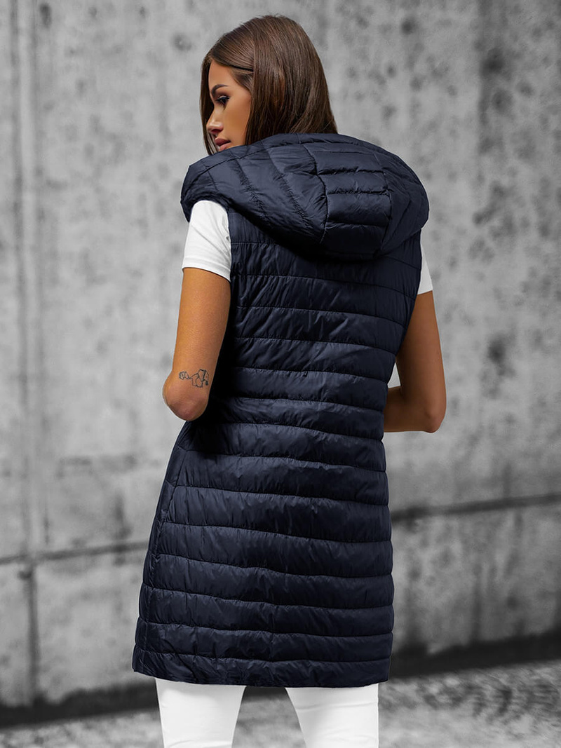 Стьобаний жіночий жилет tемно-cиня OZONEE JS/16M9066/215