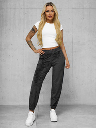 Spodnie dresowe damskie welurowe grafitowe OZONEE JS/92K528/5