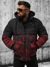 Kurtka zimowa męska pikowana czarno-czerwona OZONEE JS/27M8102