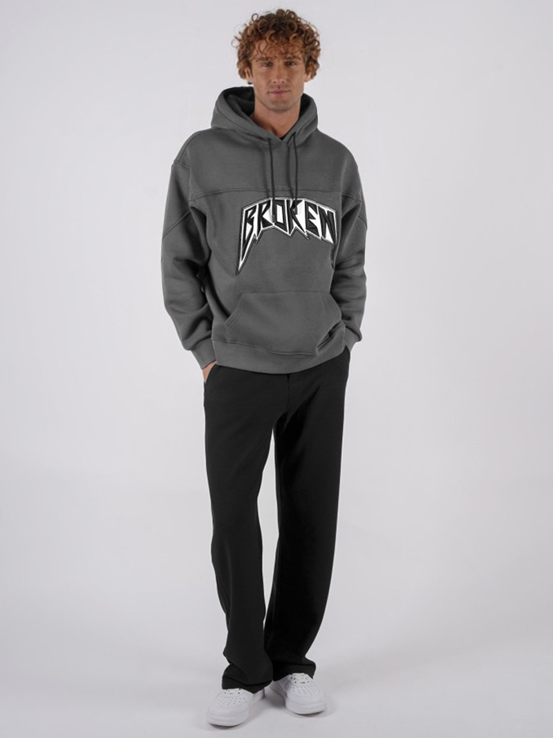 Bluza z kapturem oversize grafitowa OZONEE O/SWE23019Z