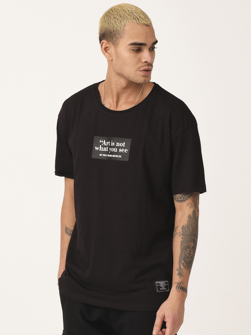 T-Shirt męski z nadrukiem czarny OZONEE MR/21540