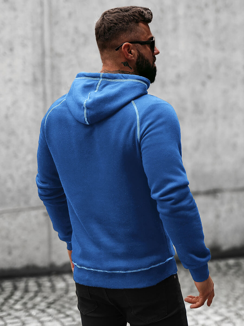Bluza z kapturem męska niebieska OZONEE O/8B152/16