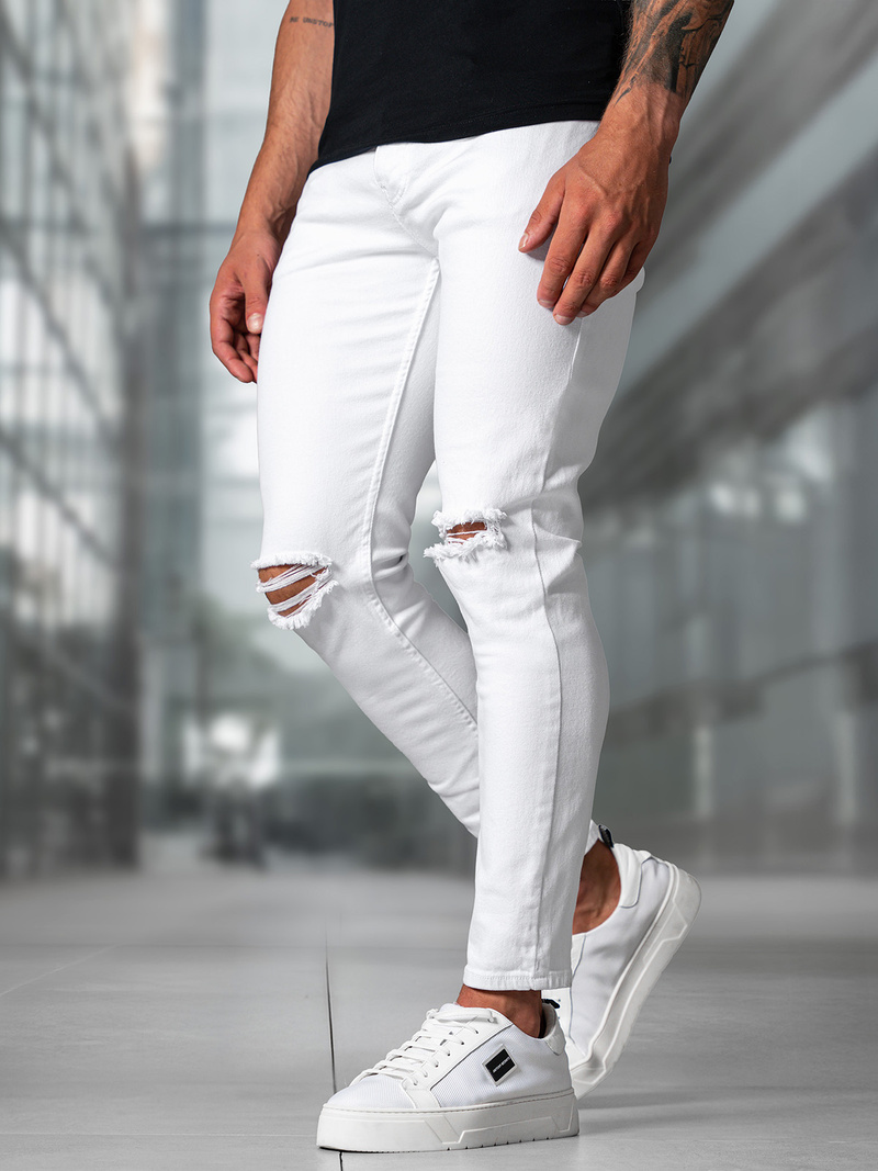 Spodnie jeansowe męskie slim fit białe OZONEE E/5391/01Z