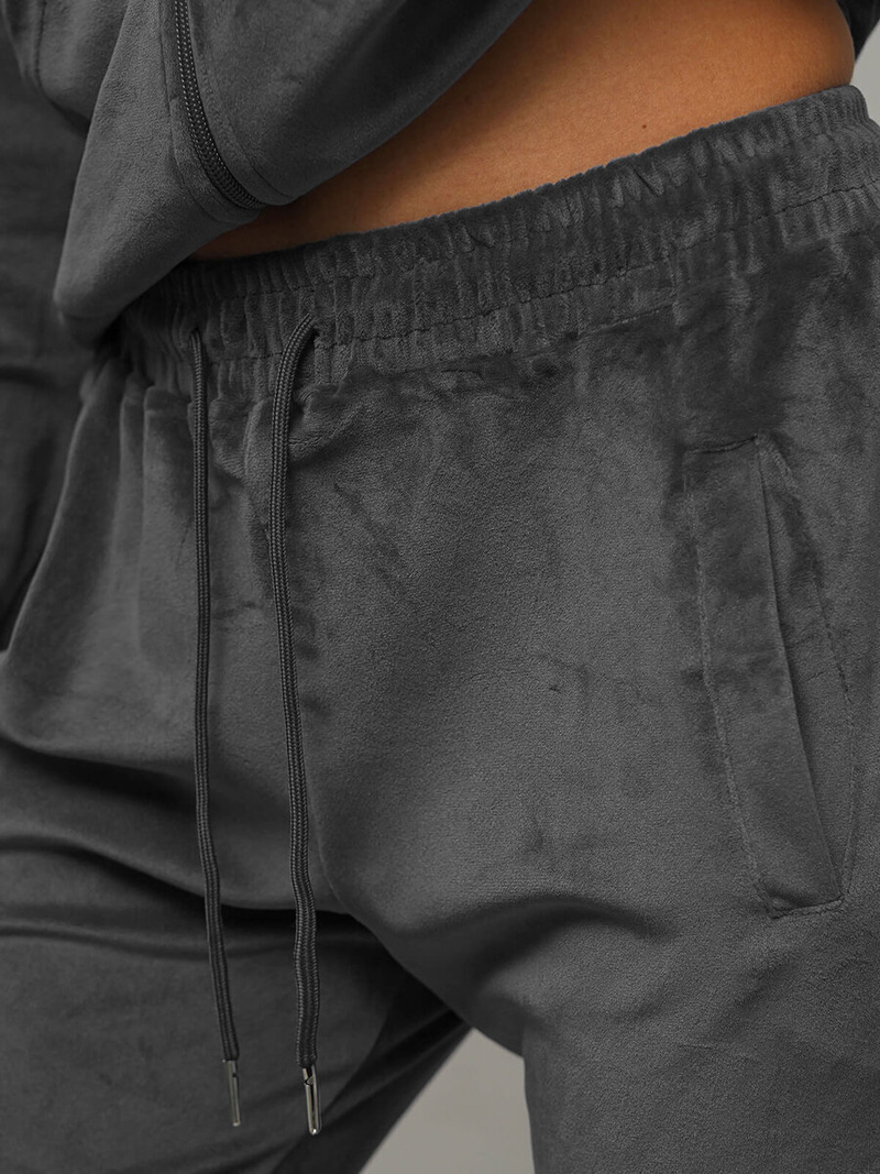 Komplet dresowy damski welurowy grafitowy OZONEE JS/8C1176/6Z