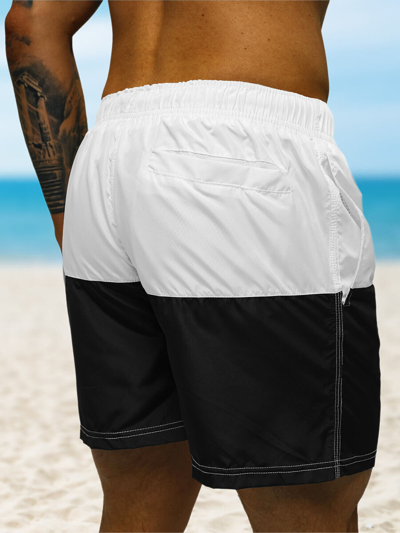 Spodenki kąpielowe męskie biało-czarne OZONEE JS/HM059