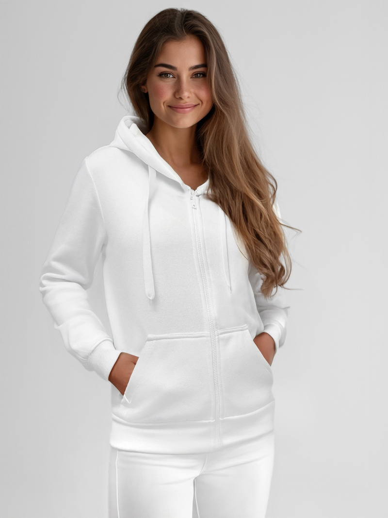 Bluza damska rozpinana z kapturem biała OZONEE JS/W03Z