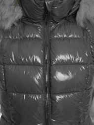 Kamizelka damska pikowana z futerkiem szara OZONEE O/DK027/24