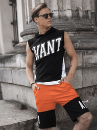 T-Shirt z kapturem męski czarny OZONEE B/60042Z