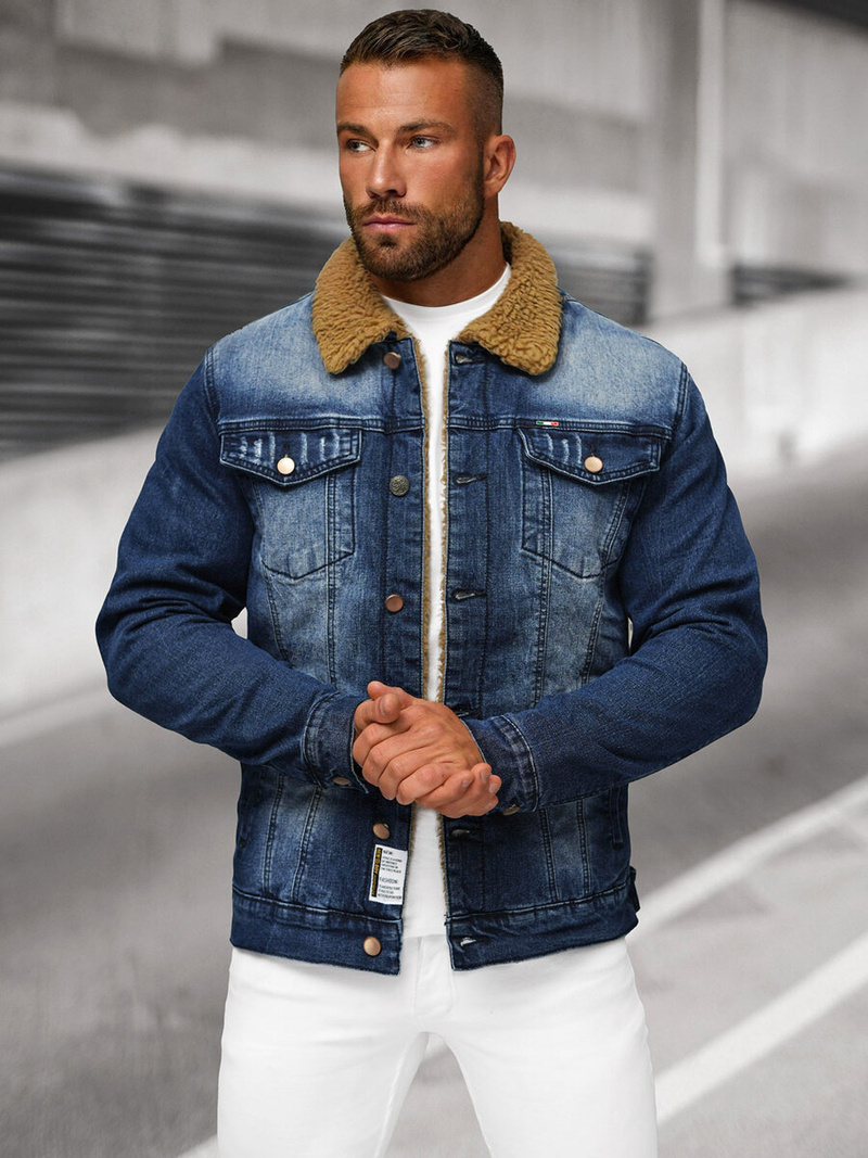 Чоловіча джинсова куртка Темно-Синя OZONEE NB/MJ520BSZ