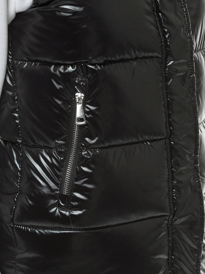 Kamizelka damska pikowana z kapturem czarna OZONEE O/SW025/1