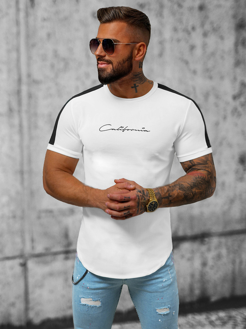 T-shirt męski biały OZONEE O/P1267