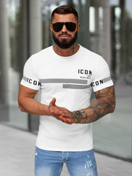 T-shirt męski slim fit biały OZONEE JS/8B1701/1