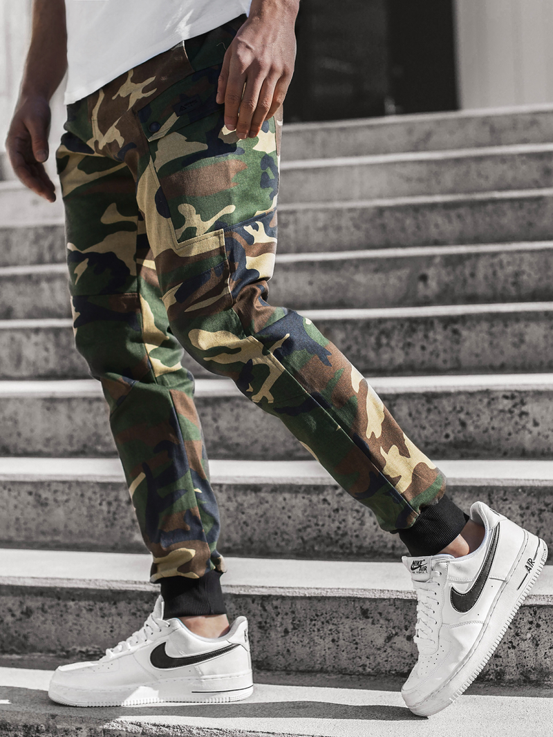 Spodnie męskie chino joggery moro-zielone OZONEE O/11103