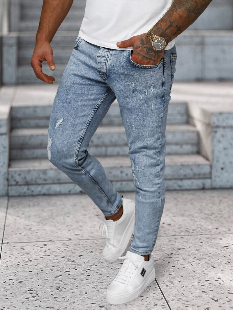 Spodnie jeansowe męskie niebieskie OZONEE O/2339/2