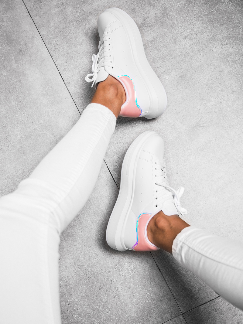 Sneakersy damskie biało-różowe OZONEE T/126