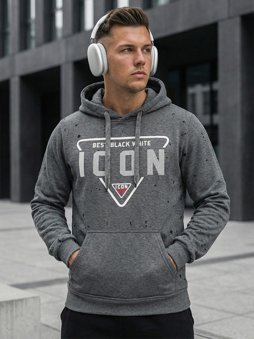 Bluza z kapturem męska grafitowa OZONEE JS/8B1737/5