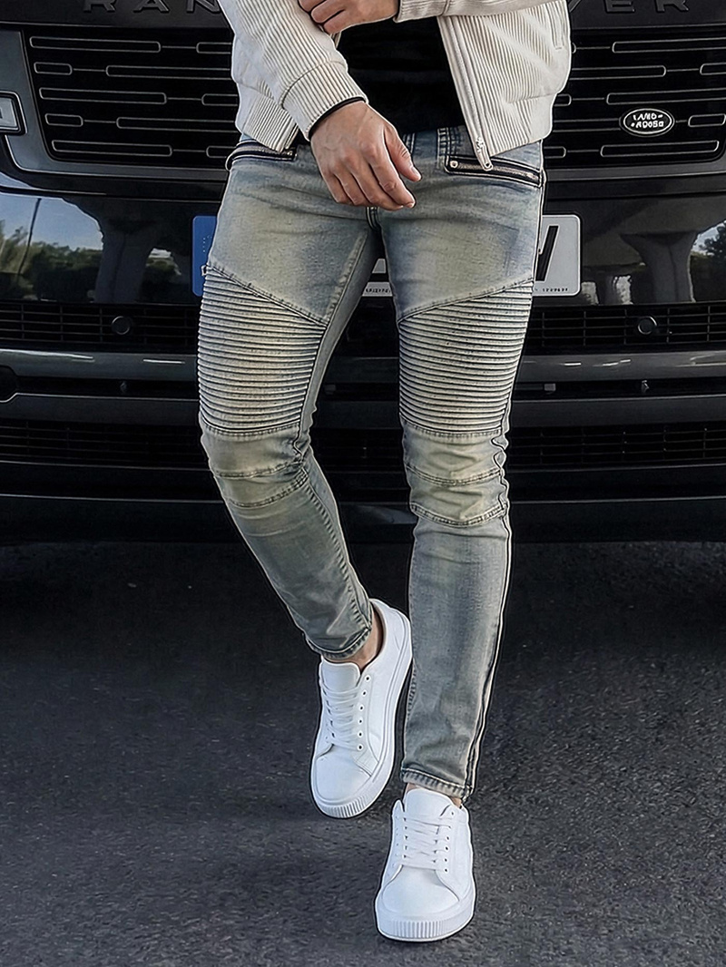 Spodnie jeansowe męskie slim fit niebieskie OZONEE O/EM8886Z