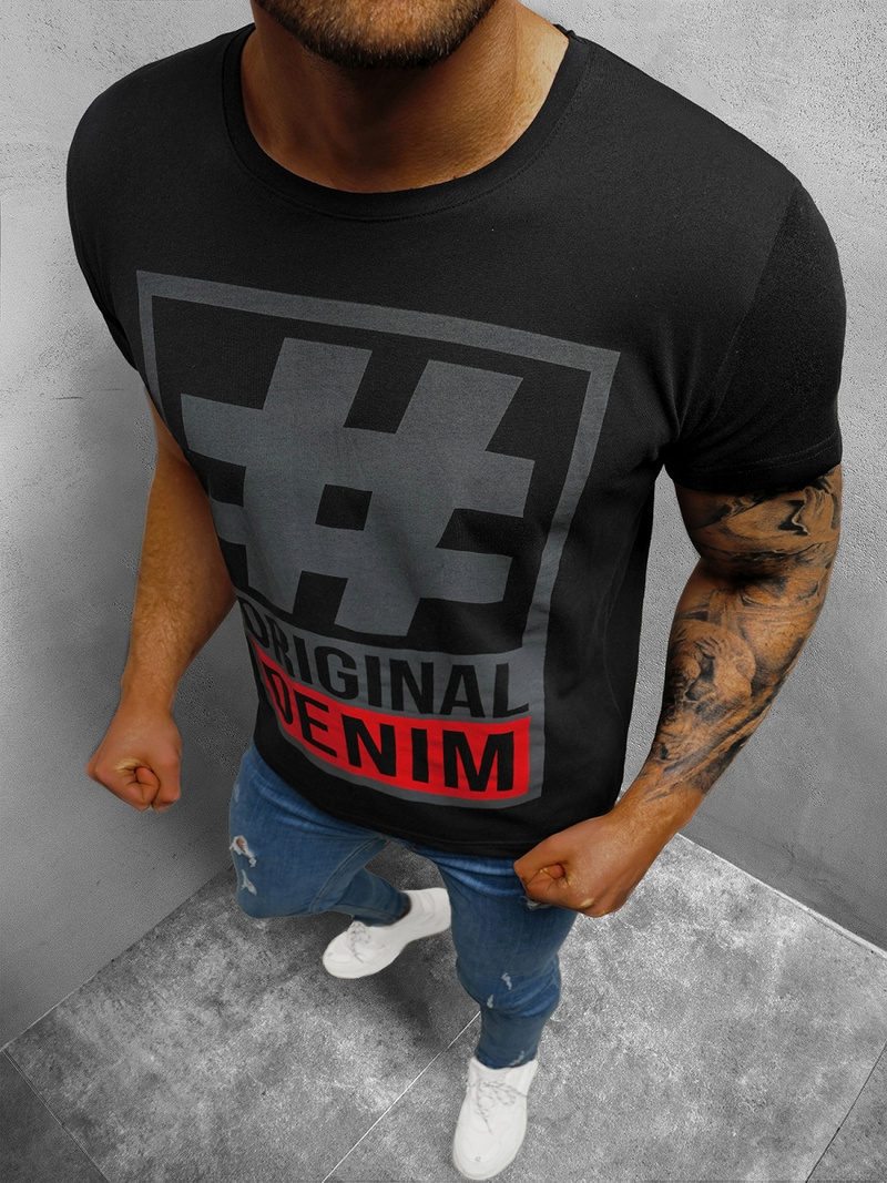 T-Shirt męski czarny OZONEE O/1295