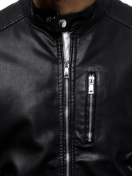 Kurtka skórzana męska czarna OZONEE JB/JP1149