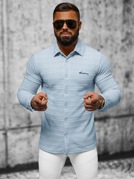 Bluza męska z kołnierzykiem niebieska OZONEE O/TB2271