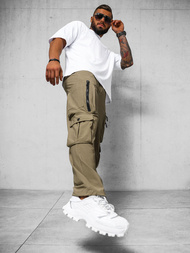 Spodnie męskie cargo wide leg ciemno-beżowe OZONEE O/PS5527