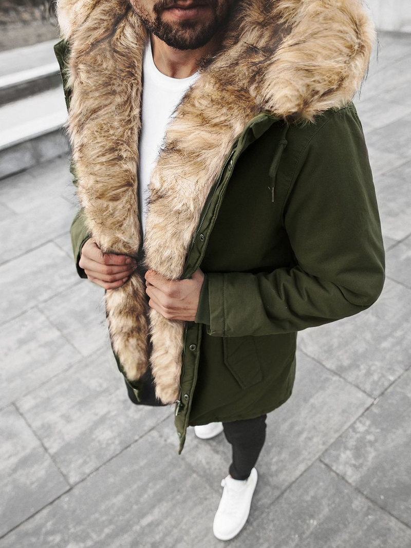 Kurtka zimowa męska z futerkiem zielona OZONEE O/5578Z